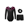 thumbnail image 4 of Aislor Kids Girls Long Sleeve Sparkle Gymnastics Leotard and Shorts Hair Scrunchies Ballet Dance Hot Pink 8, 4 of 7
