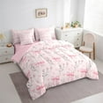 thumbnail image 3 of Castle Fairy Pink Bowtie 7-Piece Bedding Comforter Set,Polka Dots King Bedding Sets,Love Heart Ultra Soft Bed Sheets,Lightweight Flower Room Decor,Reversible, 3 of 8