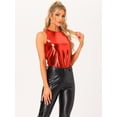 thumbnail image 2 of DARING DIVA Women's Metallic Sleeveless Tank Top XS Red Shiny, 2 of 6