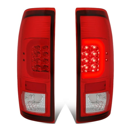 DNA Motoring For 97-07 Ford F150 F250 F350 Super Duty LED Tube Bar Tail Light Brake Lamps Pair Red