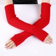 thumbnail image 3 of Arm Sleeves Solid Color Elastic Unisex Thumb Hole Arm Warmers Winter Arm Covers, 3 of 10