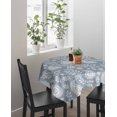 thumbnail image 4 of Blue Paisley Suqare Tablecloth - 60 x 60 Inch, Ethnic Vintage Floral Botanical Abstract Waterproof & StainResistant Tablecloth, Washable Oil-proof Table Cover for Dining/Party/Wedding/Camping/Buffet, 4 of 9