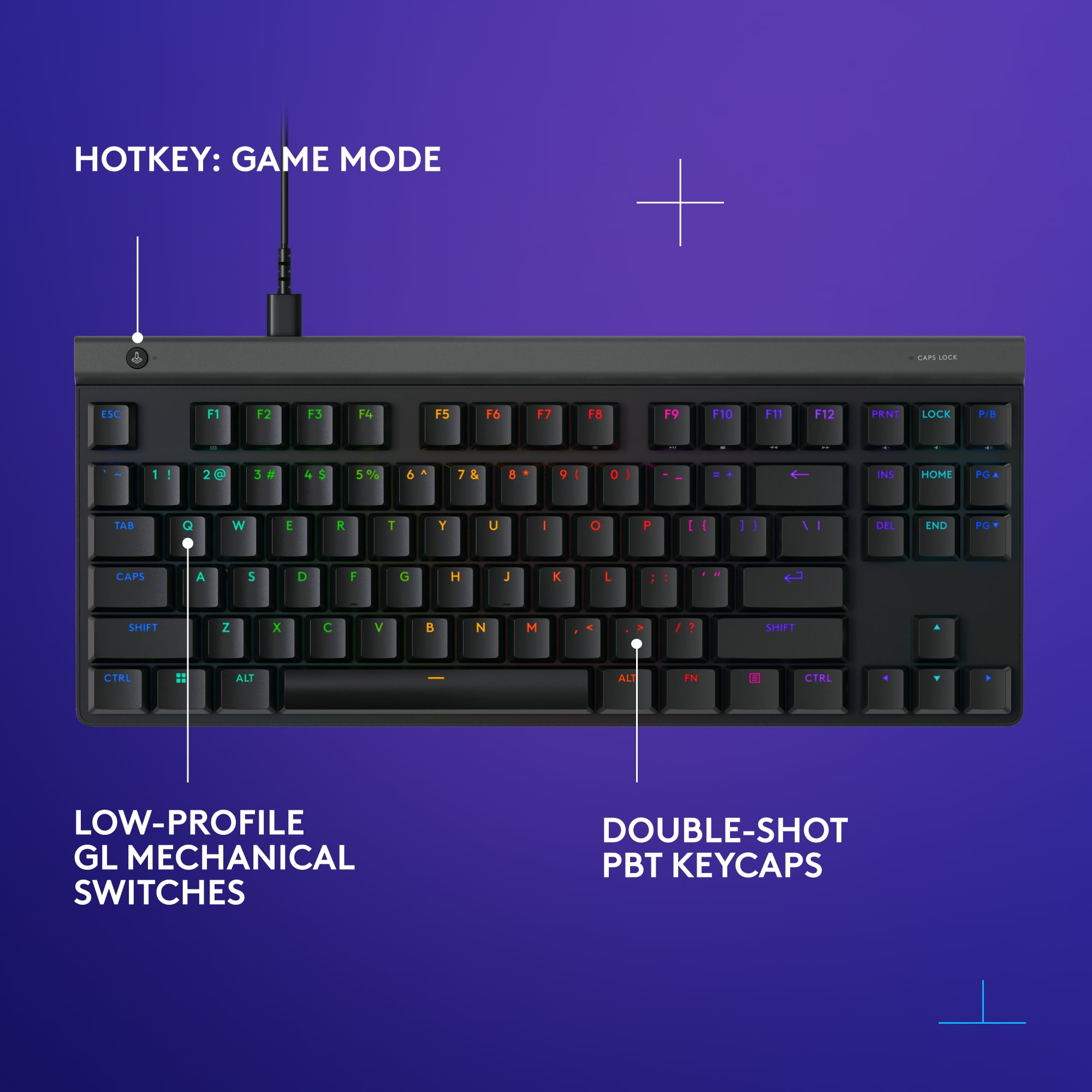 Logitech G515 TKL Wired Low Profile Gaming Keyboard, Fully Customizable RGB, Double-Shot PBT Keycaps, Tactile/Brown Switches