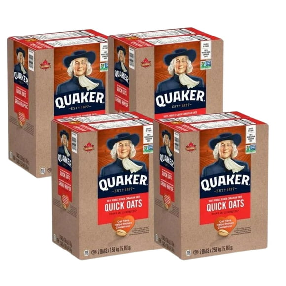 Quaker Quick Oats 1.5-Minute Oatmeal, Non GMO Project Verified, 2 × 2.58 kg (4/Case)