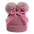 thumbnail image 4 of Double Bowknot Baby Hat, Winter Knitted Woolen Beanie for & Toddlers, Thick Warm Soft Yarn with Double Pompom, Ideal for Cold Weather, 4 of 4