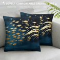 thumbnail image 3 of Fenyluxe Fish Ocean Gold Foil Pillow Cushion Covers Square Design for Sofa Couch Bedroom Car Chair Home Decor 1PC 20x20in, 3 of 5