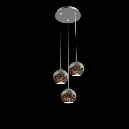 SereneLife SLLMP21 - Pendant Light / Triple Hanging Lamp Ceiling Light Fixture, Sculpted Glass Lighting Accents