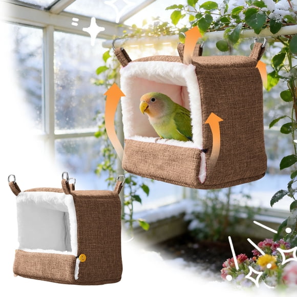 Parrot Warm Fleece Lined Winter Cold Proof Hanging Birdhouse Cozy Sleeping Bed For Budgies Lovebirds Winter