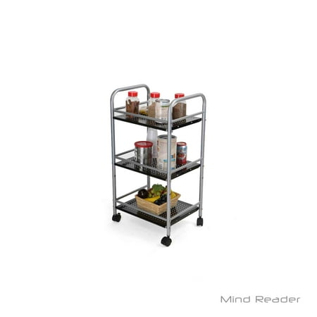 Purpose Utility Cart - Mind Reader 3 Tier All Purpose Metal Kitchen Cart, Utility Trolley, Home or Office, Silver