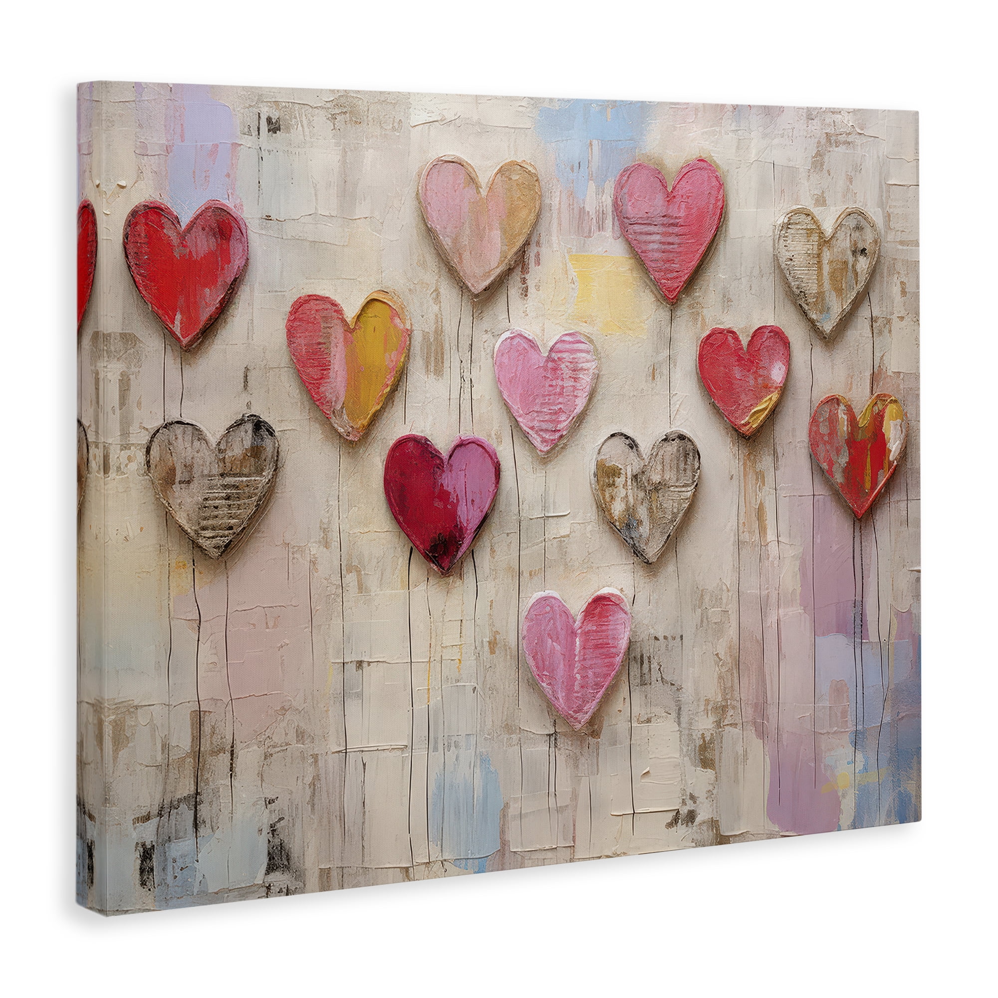 Stupell Industries Playful Love Hearts Collage Abstract Painting Wrapped Canvas Art Print Wall Art, 40 x 30