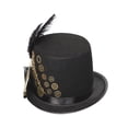 thumbnail image 1 of Retro Steampunk ala, Gears Black Top Hat Head Wear Fiesta de disfraces de disfraces para hombres Mujeres Accesorio, Black Elegant Cosplay Cost Hugo sombreros, 1 of 7