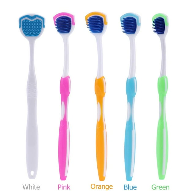 Tissouoy 5pcs Silicone Tongue Brush Portable Toothbrushes Soft Tongue