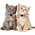 thumbnail image 2 of Collar de gato desmontable con flores y cascabel (azul y naranja) - Conjunto de 2 piezas con collar de gato con cascabel y collar de gato con girasol, accesorio para mascotas, ajustable, apto para gat, 2 of 5