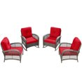 thumbnail image 3 of MeetLeisure 4-Piece Outdoor Wicker Chairs, Including 2 Armchairs and 2 Rocking Chairs, Red, 3 of 9