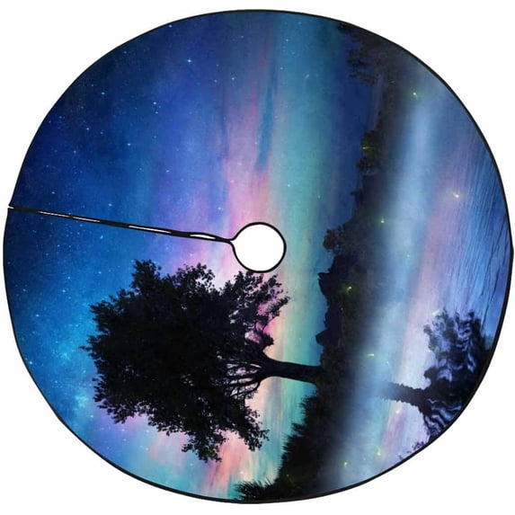 FMSHPON Starry NightLonely Tree Xmas Christmas Tree Skirt Stand Mat for Holiday Party Decoration Indoor Outdoor 36 inches