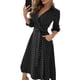 thumbnail image 2 of Lucakuins Mujeres Tie-up Vestido de Media Altura, Adultos Color Sólido/Estampado Manga Larga Escote en V Una Pieza Lucakuins  moda, 2 of 9