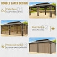 thumbnail image 4 of COOS BAY 12x20 Hardtop Gazebo with Aluminum Frame, Galvanized Steel Double Roof Outdoor Pavilion with Netting and Curtains, Dark Brown/Tan, 4 of 9