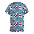 thumbnail image 5 of Xfvqtps Christmas Scrub Tops for Women Soft V-Neck Scrubs Comfortable Nursing Uniforms Christmas Printed Short Sleeve Top Protective Clothing Working Uniforms with Pockets Blue, 5 of 5
