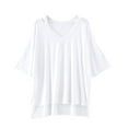 thumbnail image 3 of Women's Loose Fit V Neck Short Sleeve Comfy Regular Tank Tops Summer Casual Soft Lightweight T-Shirt Tee | CSEONE,White L, 3 of 7