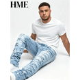 thumbnail image 5 of Men's Vintage Washed Distressed Ripped Straight Leg Jeans - Casual Daily Wear Denim Pants with Frayed Hem (S-3XL) | On-Trend Light Wash Streetwear Jeans for Men, 5 of 6