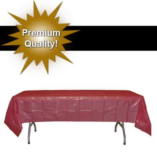 Premium 12 Pack Burgundy Plastic Tablecloth, 108 x 54 Inch
