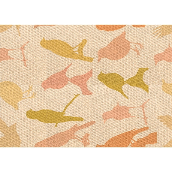 Ahgly Company Indoor Rectangle Patterned Golden Blonde Gold Area Rugs, 2' x 4'
