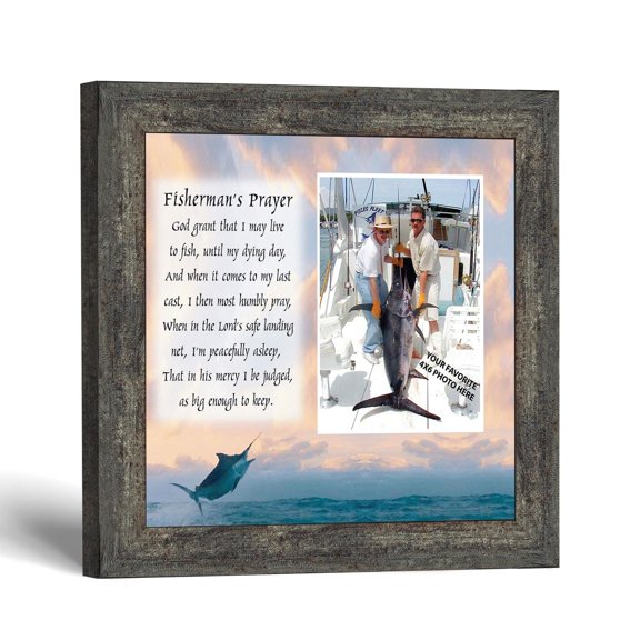 Deep Sea Fishing Photo Frame, Fisherman’s Prayer Gift for Dad