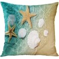 thumbnail image 5 of Set of 4 Throw Pillow Cover 18x18 Inch Summer Starfish and Shells Home Decor Pillowcase Square Cushion Cover for Sofa Bed Couch, 5 of 5