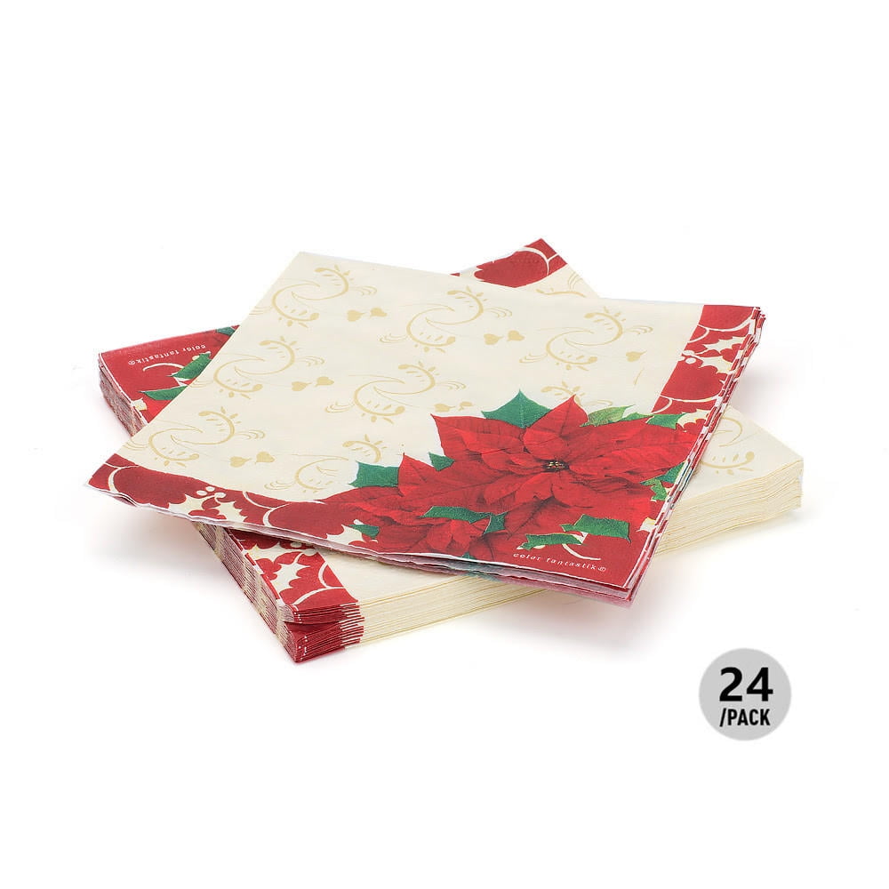 Christmas Party Paper Napkins 2ply Christmas Poinsettia LIVINGbasics