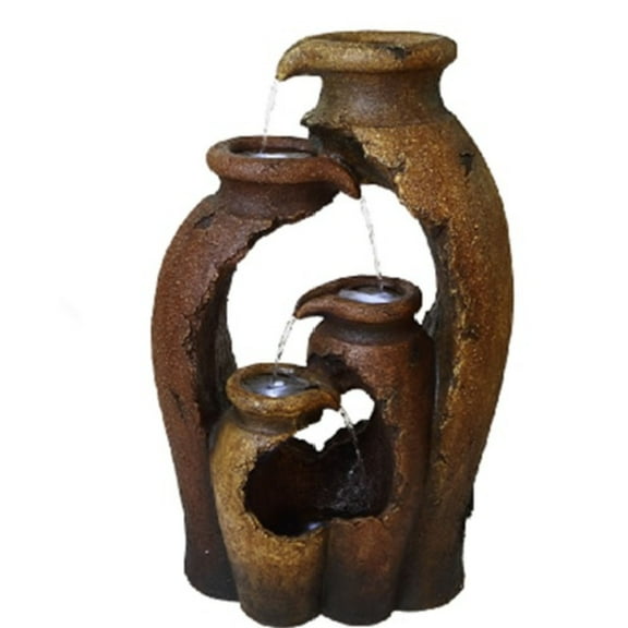Hi-Line Gifts LED Lighted Pouring Jugs Outdoor Water Fountain - 38.25"