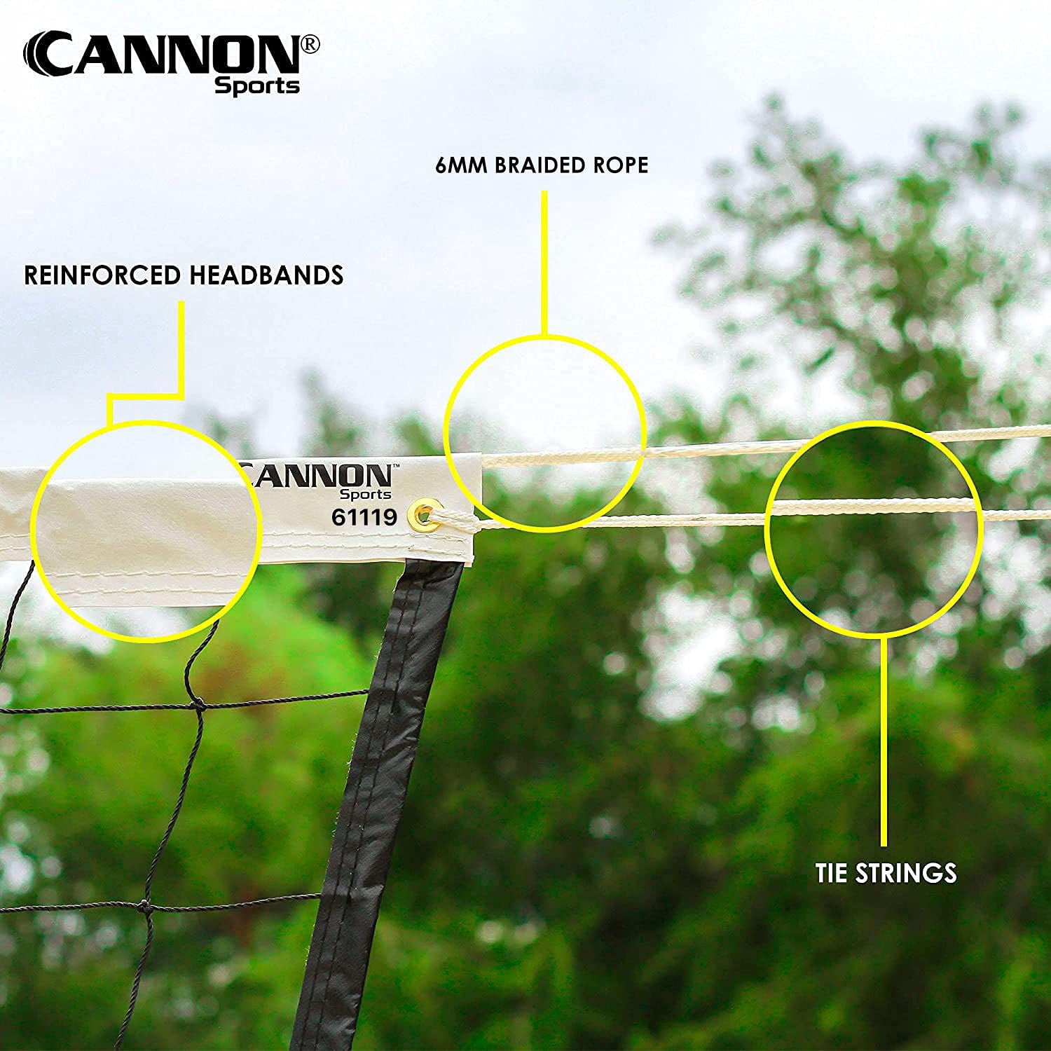 Cannon Sports Regulation Volleyball Net - Durable Indoor Outdoor Net 32 FT Length x 3 FT High for Competition, Backyard, Gym, Training, & Beach Play - Pro Quality 6mm Braided Rope Cable - Easy Setup