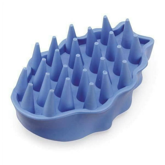 Dog Rubber Curry Brushes Pet Grooming Collect Hair Wet Dry Coat Massager Bathing (Large - Blue)