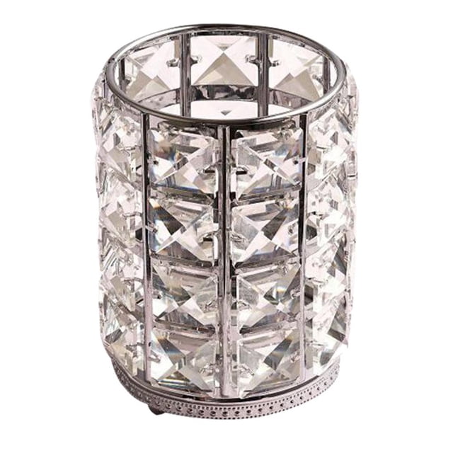 Brocha de Maquillaje de Cristal Soledad Almacenamiento para Tocador Plata L
