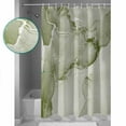 thumbnail image 4 of Sage Green Abstract Shower Curtain, 36" x 72", Silver Marble Ripples Clouds Luxury Waterproof Bathroom Curtain Washable Shower Curtain Set with 12 Hooks, 4 of 6
