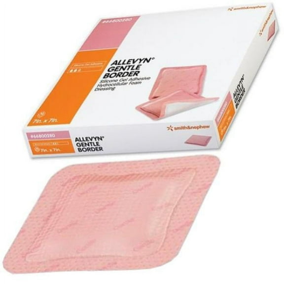 Allevyn Gentle Gel Adhesive Hydrocellular Foam Dressing With Border, 7" X 7" Part No. 66800280 (10/box)