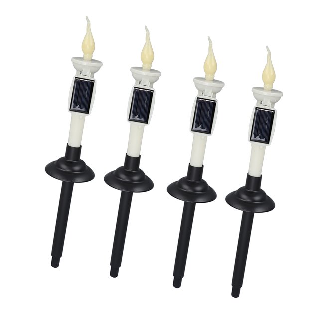 Candelabro Cónico LED Parpadeante, Sensor De Anochecer A Amanecer Velas Con Energía Solar Iluminación Continua 8H Para Exteriores Luz Blanca Cálida Multifuncional Para Mesa