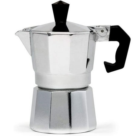 Stovetop Coffee Maker, 1-Cup Espresso Moka Pot, Stainless Steel Cafetera for Classic Italian and Cuban Café Brewing, Silver