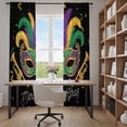 thumbnail image 3 of Mardi Gras Mask Sheer Curtains for Living Room Bedroom, Purple Gold Green Carnival Confetti Black Light Filtering Sheer Curtain Rod Pocket Voile Window Treaments Drapes, 52 x 96 Inches, 3 of 9