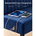 thumbnail image 3 of LAZZO 39" Mini Armless Loveseat, Velvet Upholstered Small Couch with USB Charging Port for Small Living Spaces, Blue, 3 of 9