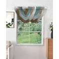 thumbnail image 2 of Waterfall Valances for Windows, Teal Blue Kitchen Sheer Valance Curtains, Brown White Minimalist Retro Smear Ombre Art Rod Pocket Elegant Swag Valances for Living Room Bedroom, 47.2"x38.5", 2 Panel, 2 of 8