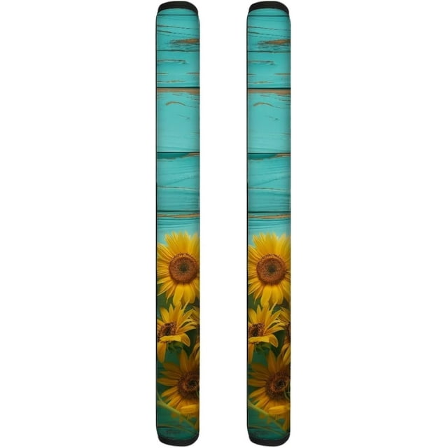 NETILGEN Fridge Door Handle Covers Set of 2, Keep Fingertips Dust Food Stains Protector Microwave Oven, for Home Kitchen Appliance Decoration Gift for Women, Sunflower Teal Wood Grain