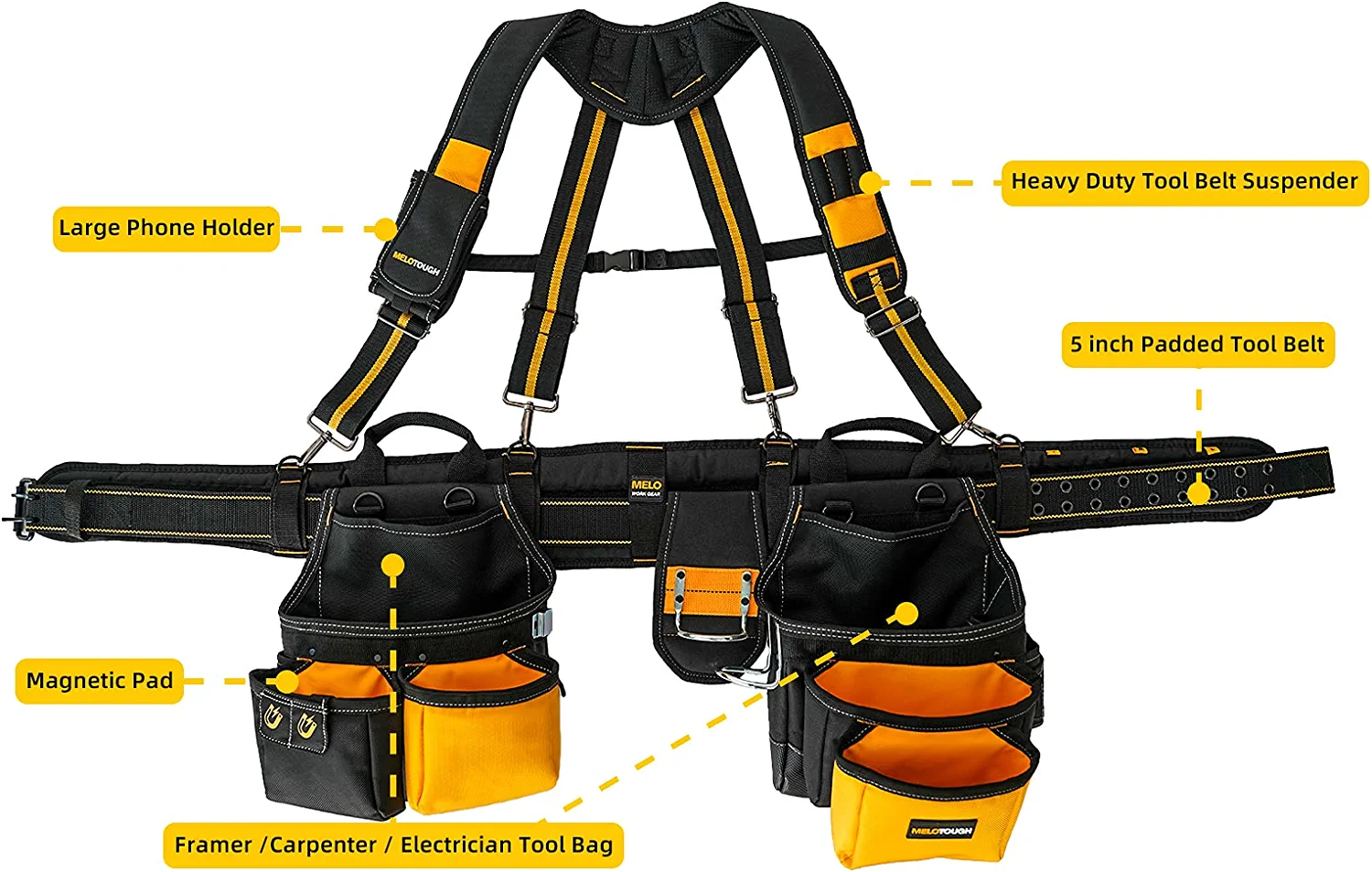 半額セール MELOTOUGH 1 PACK Magnetic Suspenders Tool Belt + Set