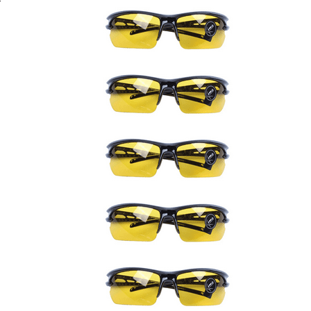 5X Black Frame Yellow Night Vision Sheet Outdoor Cycling Sunglasses
