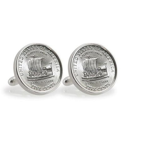 American Coin Treasures Sterling Silver 2004 Westward Journey Keelboat Nickel Cuff Links