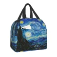 thumbnail image 2 of Van Gogh Starry Night Insulated Lunch Tote Bag for Women School Portable Thermal Cooler Almond Blossoms Flowers Art Lunch Box 4 22x20x10cm 9x8x4in, 2 of 6