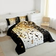 thumbnail image 3 of Manfei Geometric Plaid Grid Boy Girl Full Size Comforter Sets 3-Piece,Bling Glitter Bedding Comforter Set,Black Golden Lightweight Bedding Sets,Lightweight Room Decor,Reversible, 3 of 8