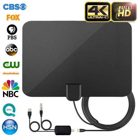 2019 Strongest Reception Indoor TV Antenna, Amplified Digital HDTV Antenna 80 Miles Long Range 4K 1080P HD VHF UHF Freeview Life Local Channels w/ Detachable Amplifier Signal Booster 16.5ft Coax (The Best Antenna Amplifier)