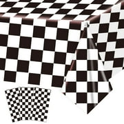 ASLERMURE 3 Pack PriNst Black and White Checkered Tablecloths Race Car Theme Tablecloths for Motor Racing Birthday Party Decorations, 54" x 108