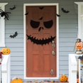 thumbnail image 2 of Pegatina de puerta de calabaza de mano de esqueleto negro, decoración de fiesta de fantasma, pegatina de pared de boca de cicatriz, feliz Halloween, 2 of 4