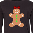 thumbnail image 4 of Inktastic Cute Gingerbread Girl with Red Plaid Bow Long Sleeve Youth T-Shirt, 4 of 5